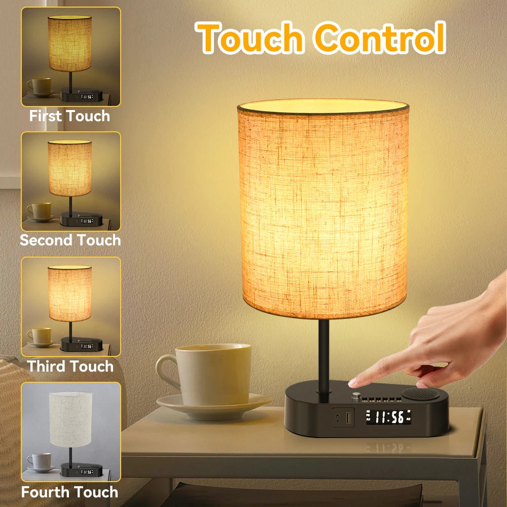 Bedside Table Lamp Bluetooth Alarm Clock Function IN USA.