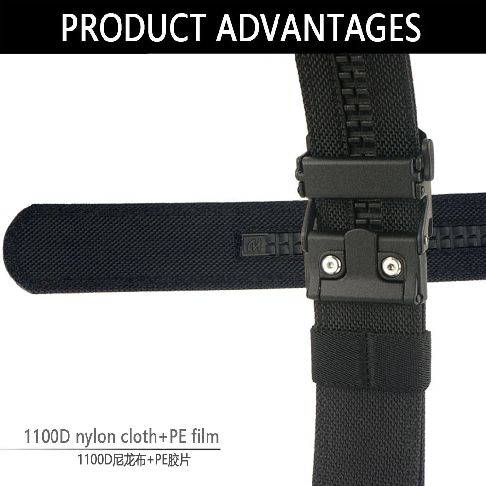 TUSHI Hard Tactical Gun Belt for Men Metal Automatic Buckle Thick Nylo