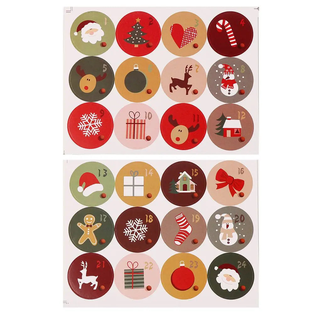 Christmas Gift Stickers Advent Calendar Number Paper