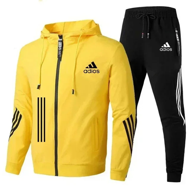 Men's clothing Spring autumn zipper hoodie + pants sets in USA