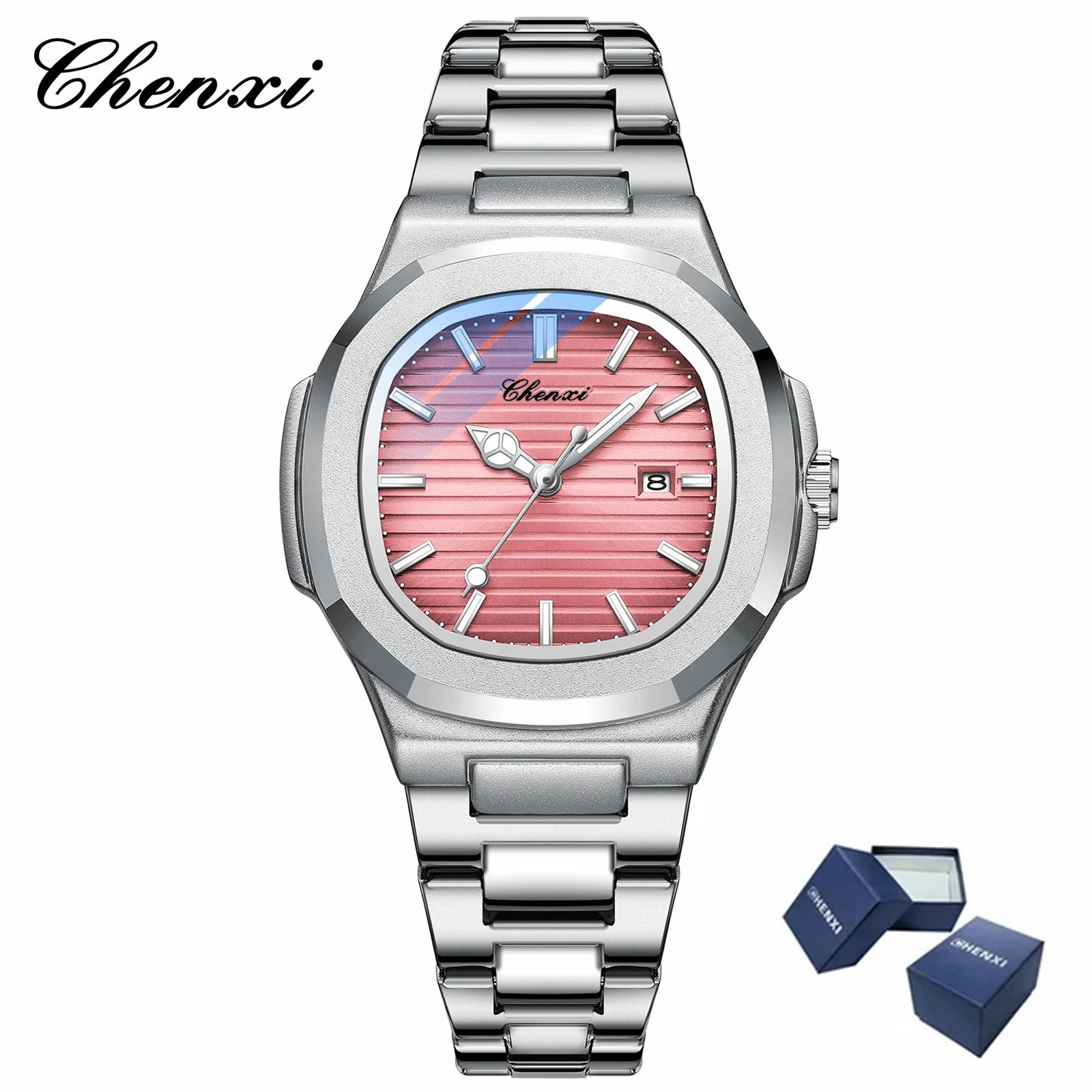 Women's Quartz Watch Pink Fashion Striped Dial in USA