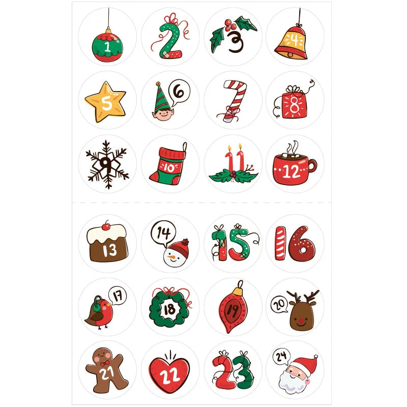 Christmas Countdown Gift Number Stickers Label Advent Calendar Xmas Gi