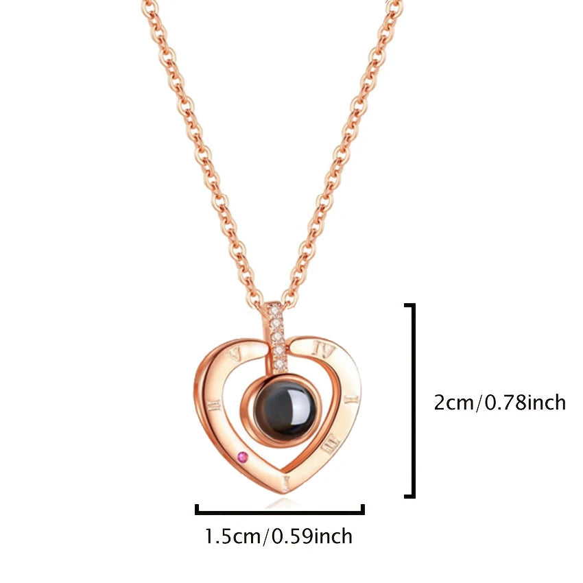 Love Heart Necklace I Love You Projection Pendant Jewelry in USA