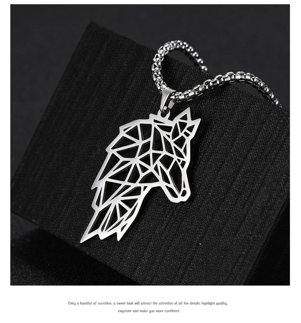 Unift Black Color Wolf Pendant Necklace Men Boy Stainless in USA