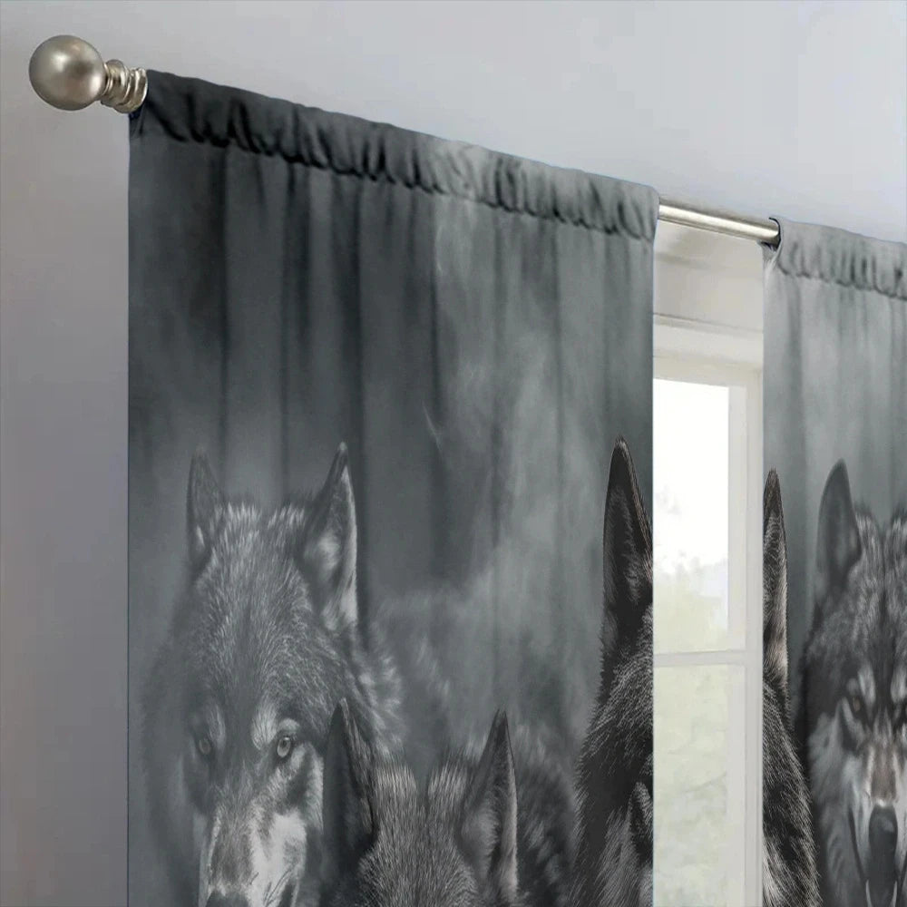 Wolf Pack Printed Curtain for Home Decor - Rod Pocket Window in USA