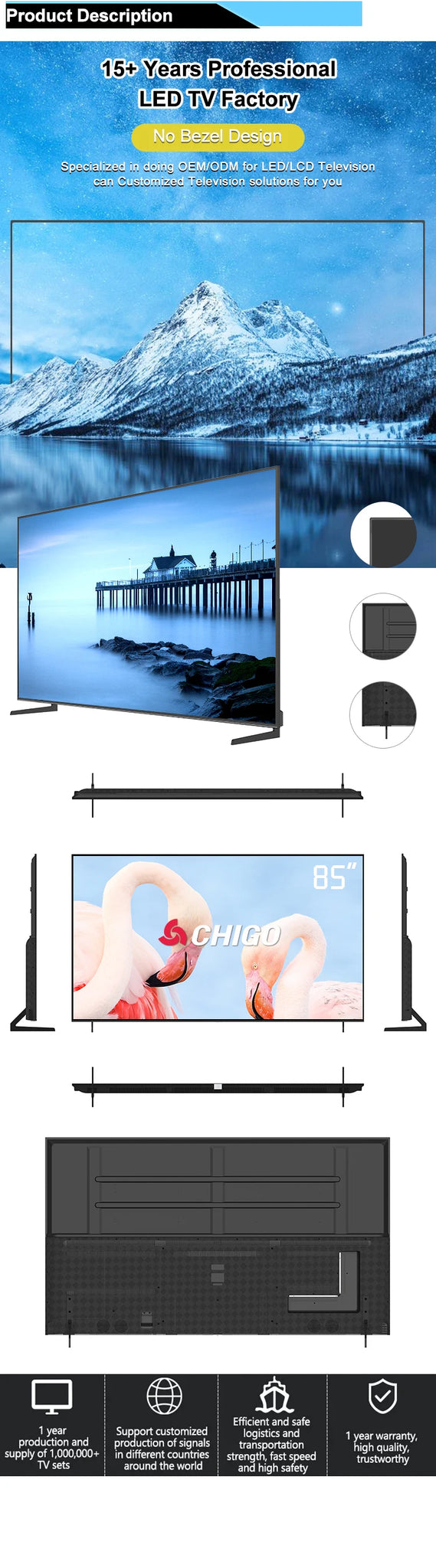 New Frameless TV Smart Inch Slim 4K Inches LED Television in USA.