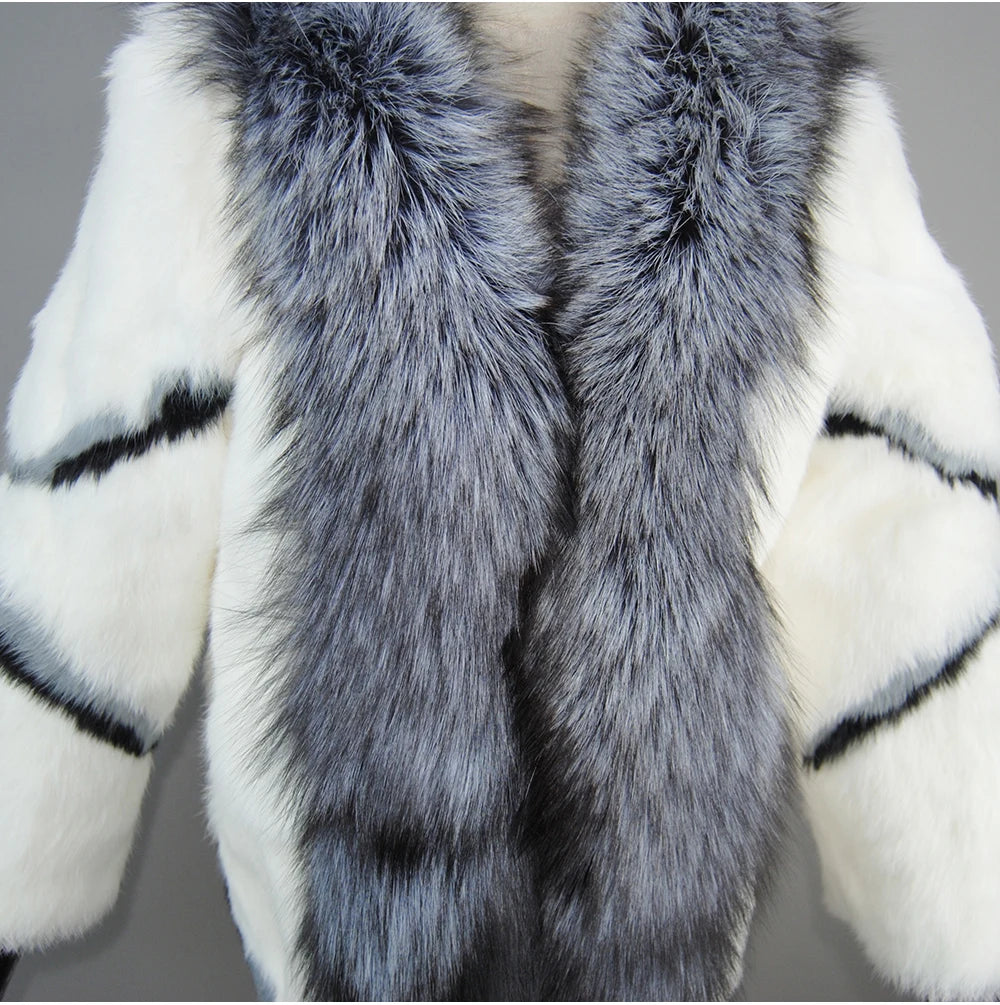 New Arrival Fashion Women Winter Full Pelt Rabbit Fur Coat in USA