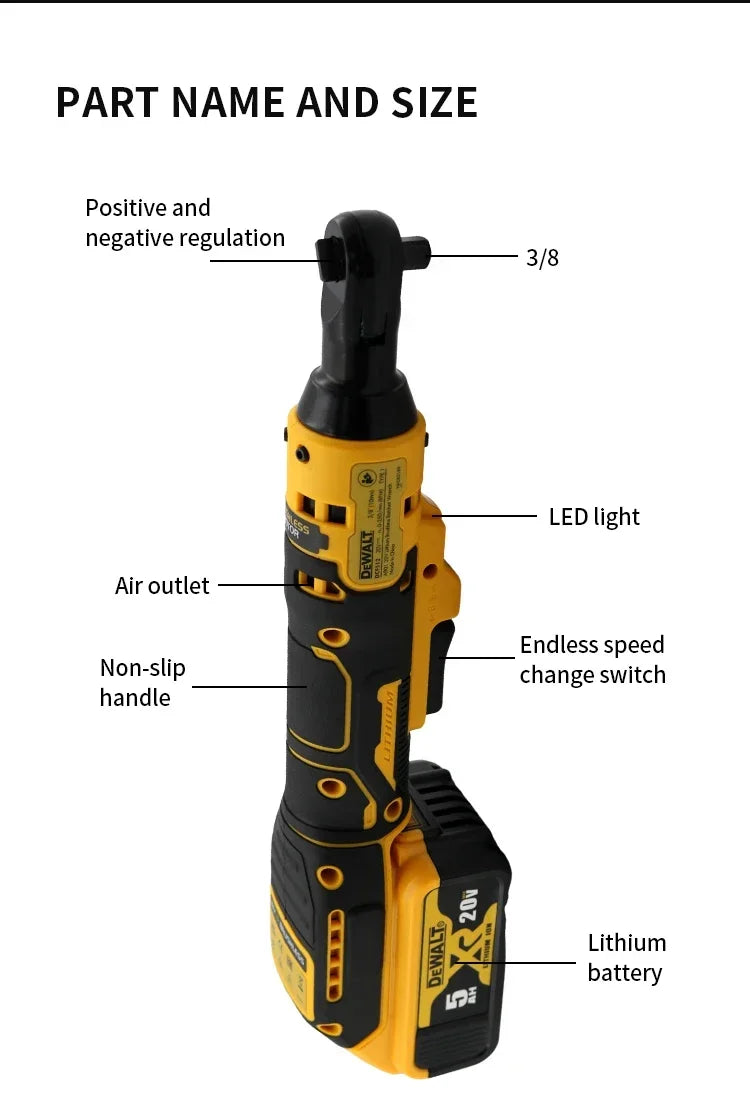 Ratchet Right Angle Wrench Variable Speed Brushless IN USA.