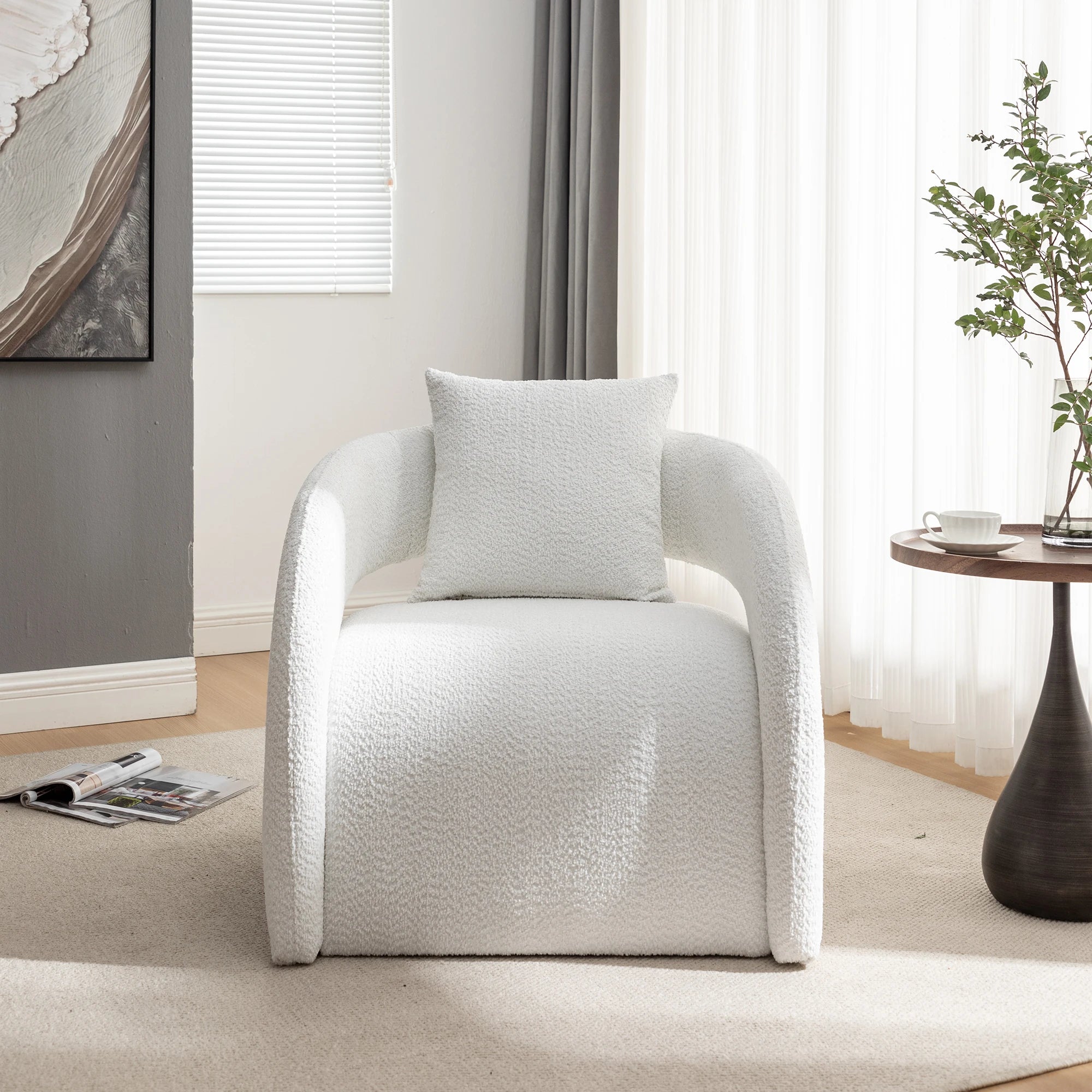 SEYNAR Open-Back Boucle Upholstered Accent armchair IN USA.