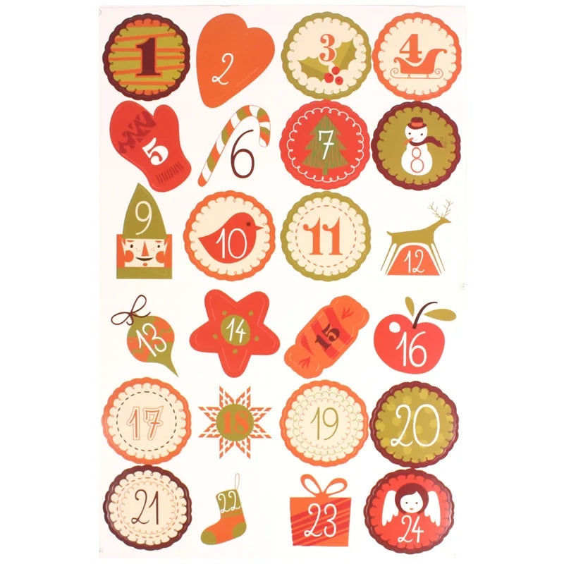 Christmas Countdown Gift Number Stickers Label Advent Calendar Xmas Gi