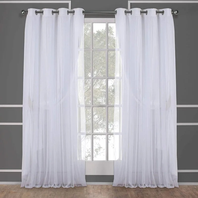 Layered Solid Room Darkening Blackout and Sheer Grommet in USA