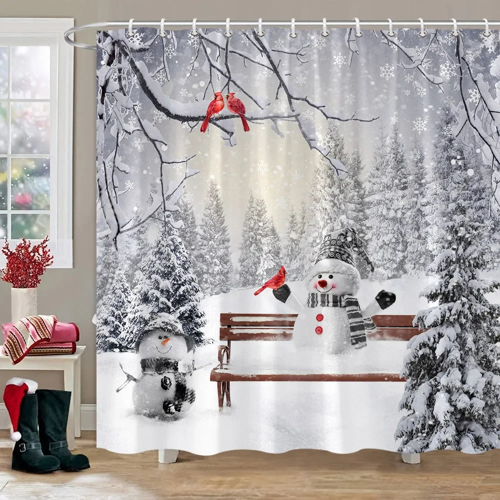 Christmas Bathroom Sets with Shower Curtain Rugs Red Truck in USA.