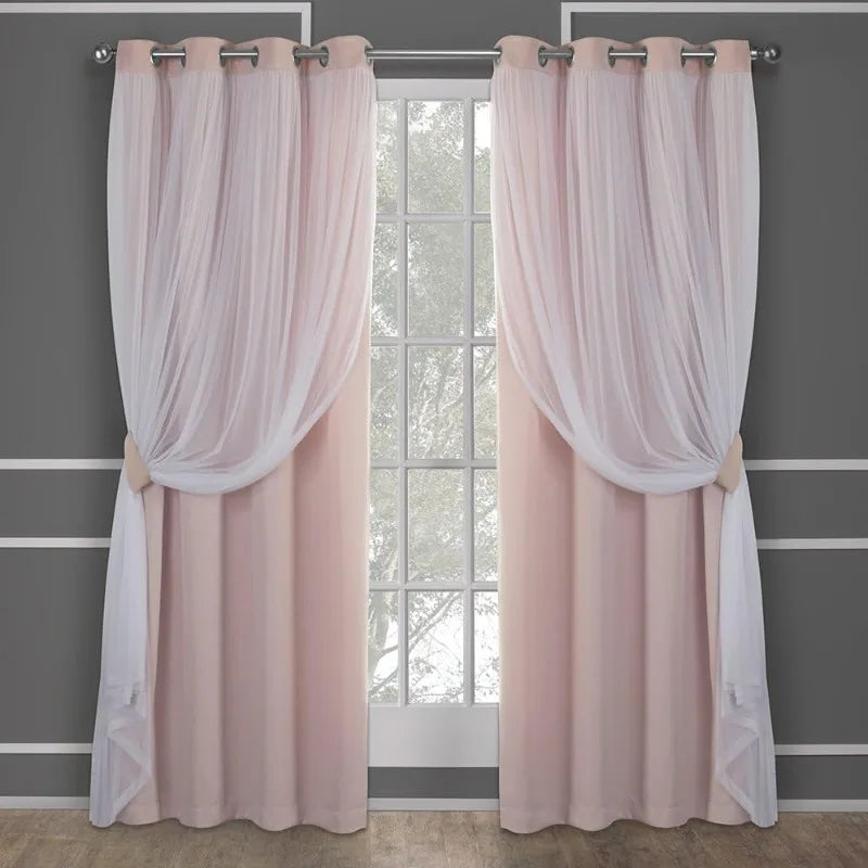 Layered Solid Room Darkening Blackout and Sheer Grommet in USA