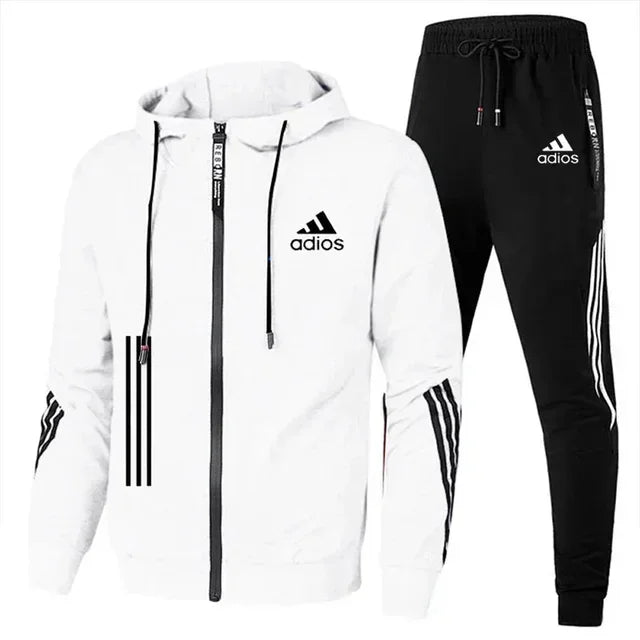 Men's clothing Spring autumn zipper hoodie + pants sets in USA