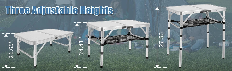 Adjustable Height Carry Handle Camping Table in USA