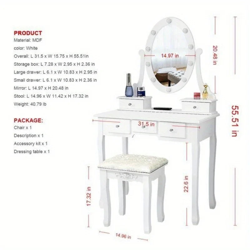 Beautiful Led Mirror Vanity Makeup Dressing Table IN USA.