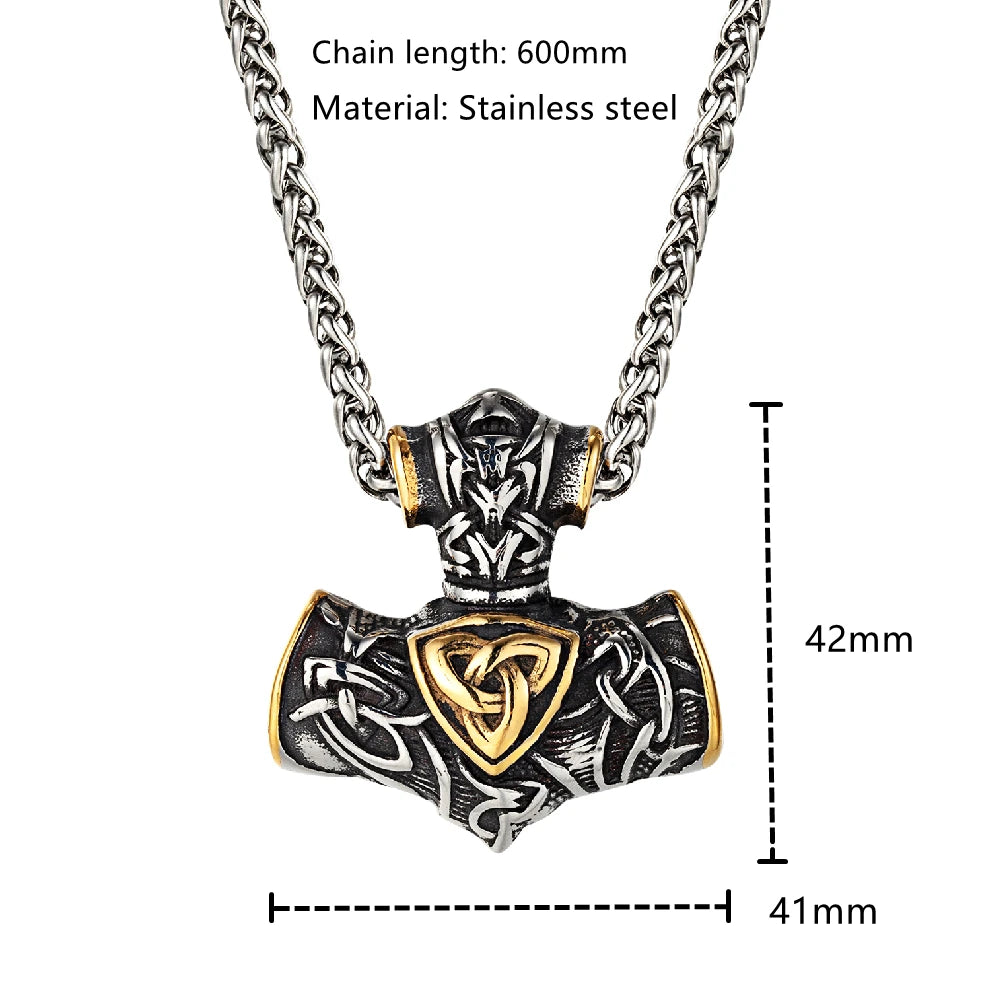 Viking Runes Anchor Necklace Mens Thor Hammer in USA