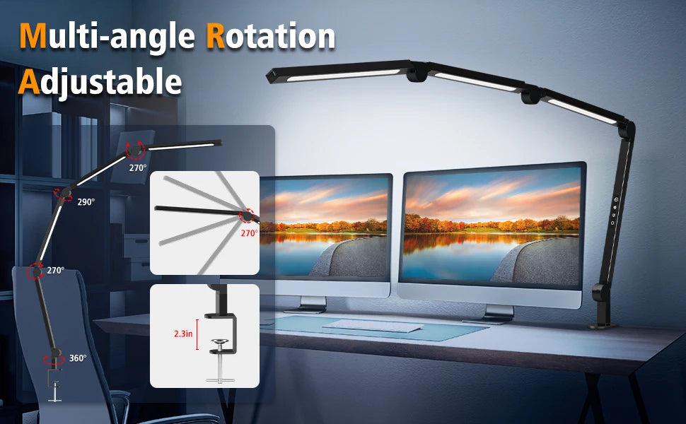 LED Desk Lamp Clip, Multi-Angle Flexible Segment Light Source IN USA.