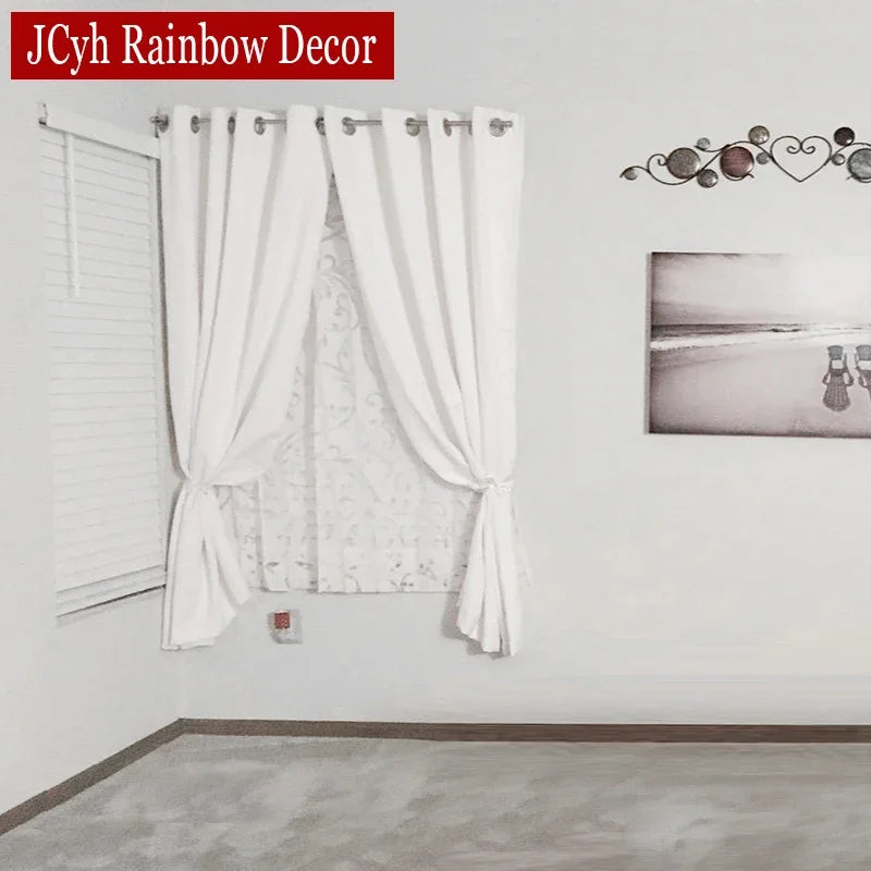 White Blackout Short Curtains Living Room Bedroom in USA