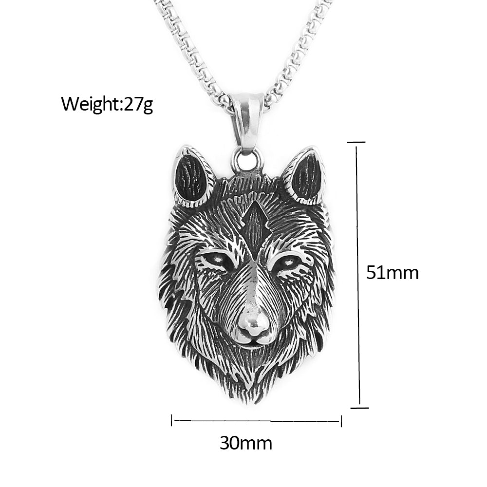 Fashion Vintage Viking Wolf Head Pendant Men Boy Pun in USA