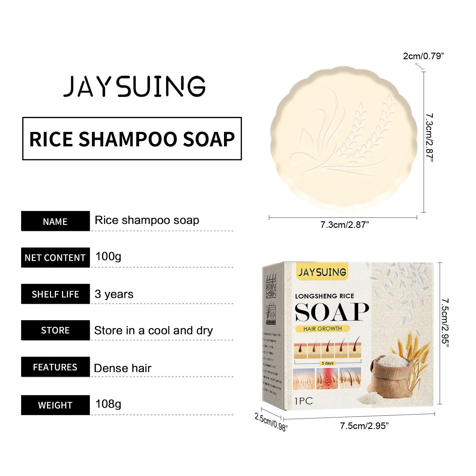 Rice Shampoo Bar Hair Growth Soap Moisturizing Oil in USA