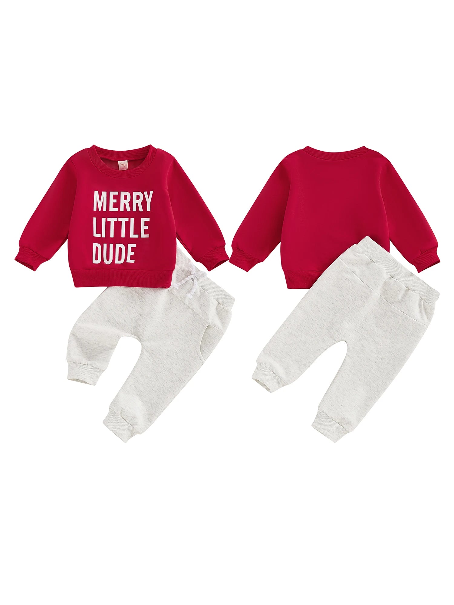 Kids Christmas Outfit Set Long Sleeve Letter Print Sweatshirt in USA