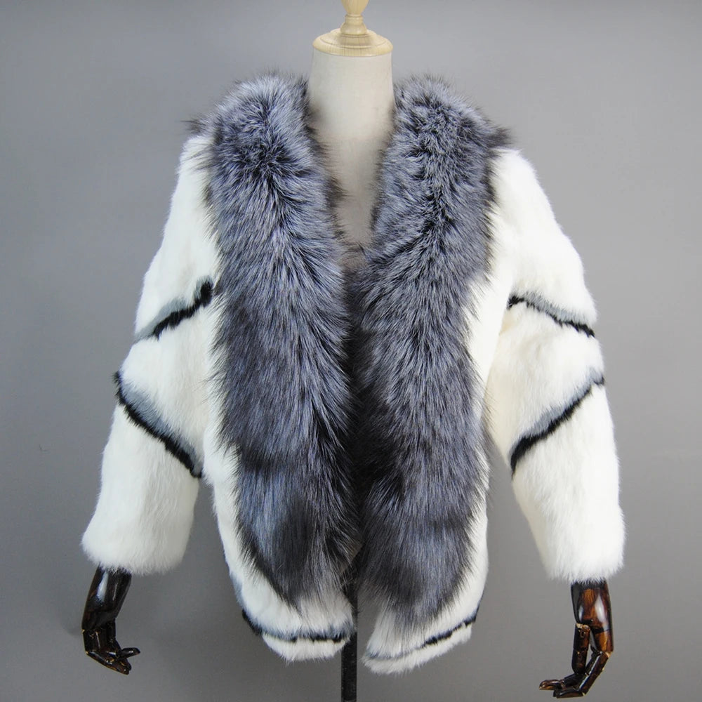 New Arrival Fashion Women Winter Full Pelt Rabbit Fur Coat in USA