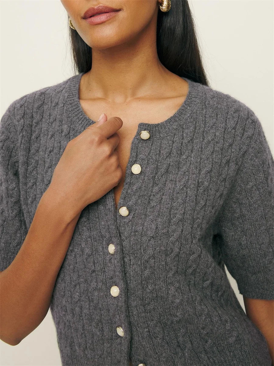 Elegant Women s Cashmere Cardigan with V-Neckline IN USA.