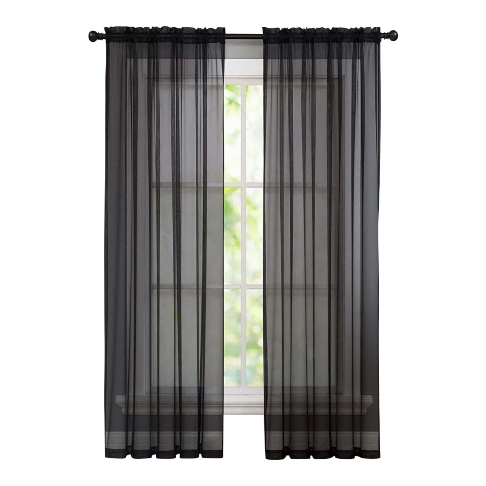 Soild Color Sheer Curtains Semi Transparent Voile Grommet in USA