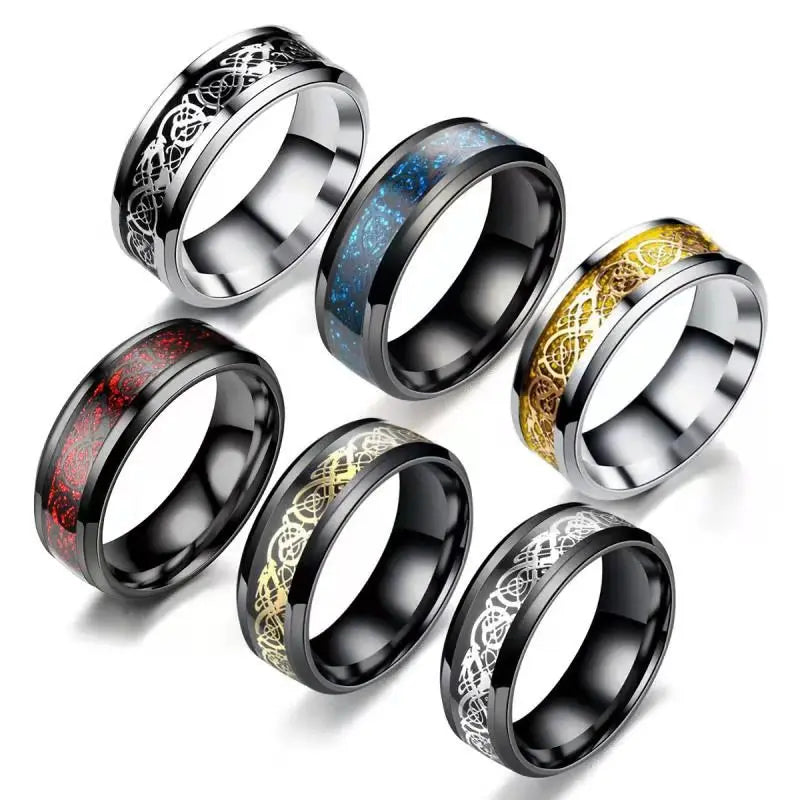 Punk Viking Dragon Black Tungsten Wedding Ring Set in USA