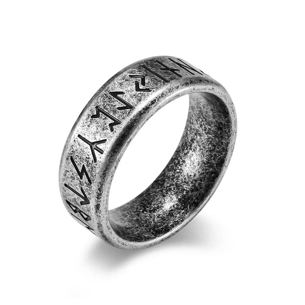 Nordic Retro Viking Rune Ring For Men Women Simple 316L Stainless Stee