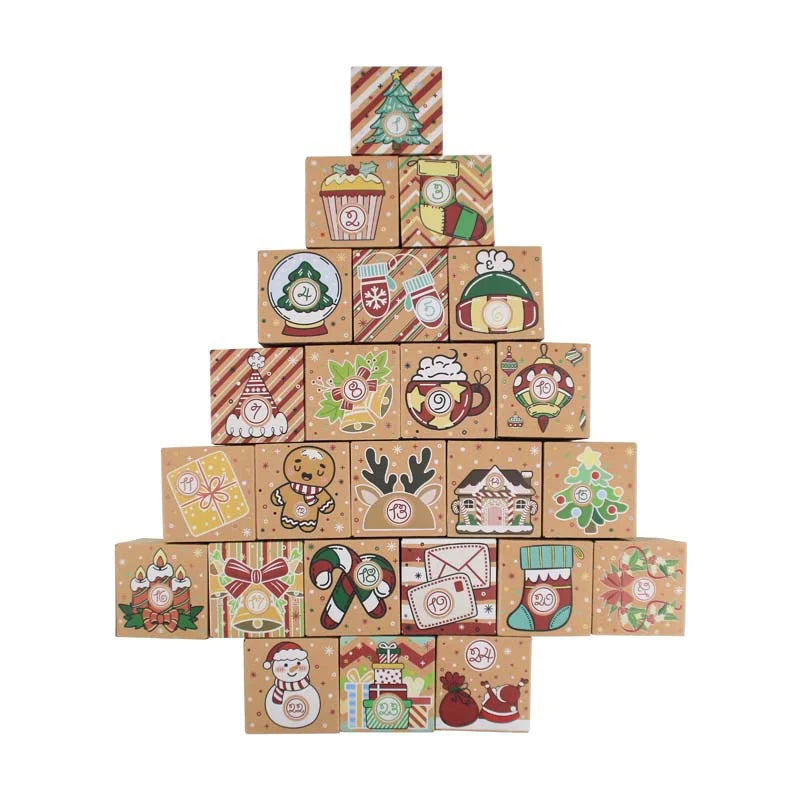 24pcs Christmas Advent Calendar Boxes DIY Paper Boxes For 24 Days Adve