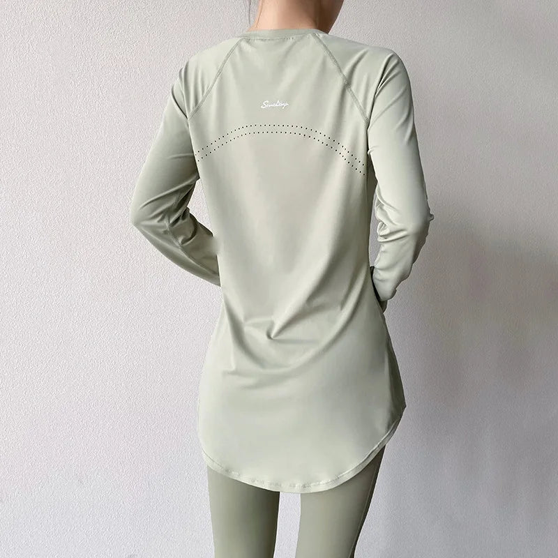 Long Sleeve Yoga Clothes Women Sportswear Woman Gym Running in USA