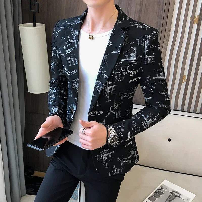 Men Blazer Slim Fit Autumn Korean Version of The Printed IN USA.