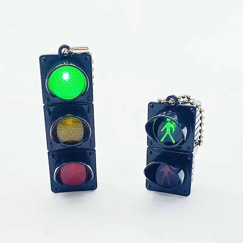 Novelty Simulation Electronic Traffic Light Keychain Pendant in USA