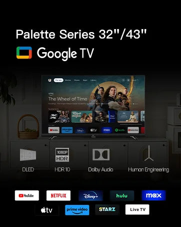 Smart TV Google TV HD Google Play Google Cast Built in USA.