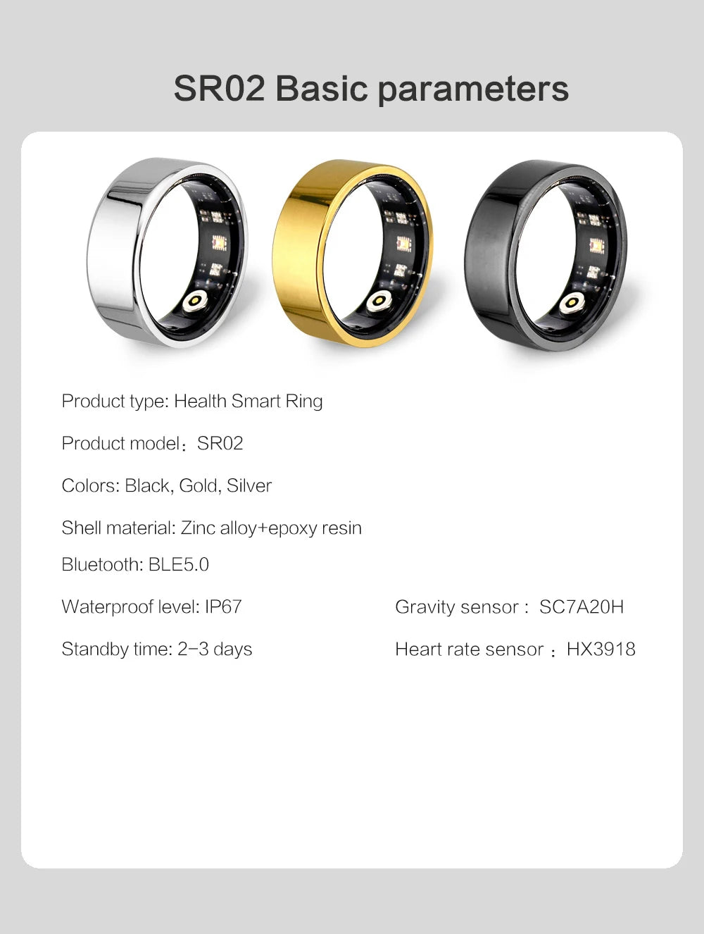 Men Fashion Smart Ring Heart Rate Blood Oxygen Sports Women in USA.