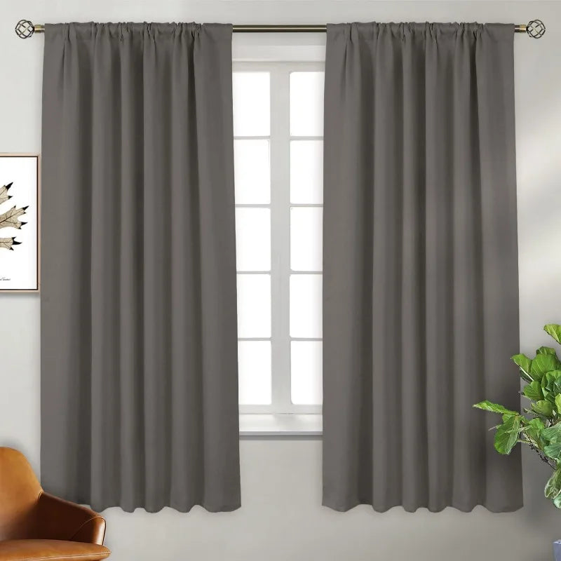 Navy Blue Elegant Blackout Curtains Rod Pocket in USA