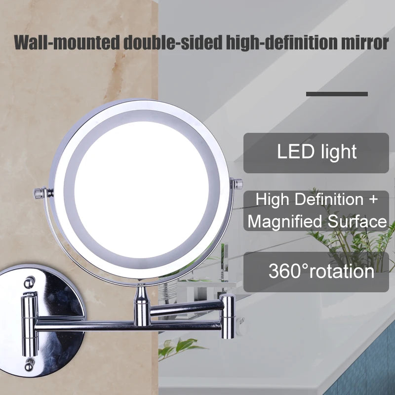 Wall Mounted Folding Arm Extend Bathroom Mirror With LED Light in USA.