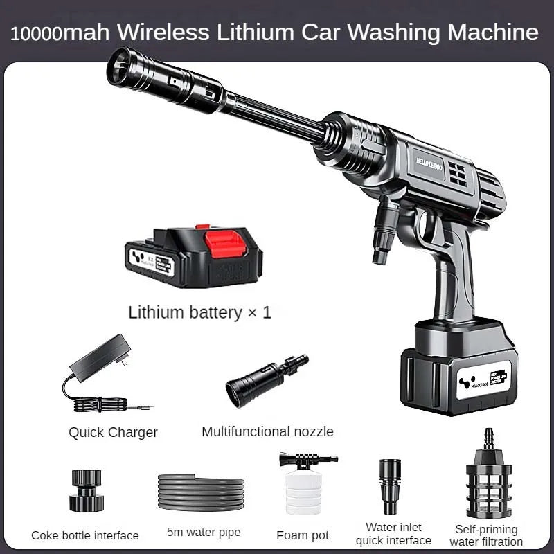 10000mAh Car Wash High Pressure Washer Spray Water Gun Car Accessories