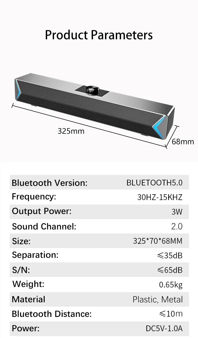 TV Sound Bar Computer Speakers AUX USB Wired Wireless in USA.