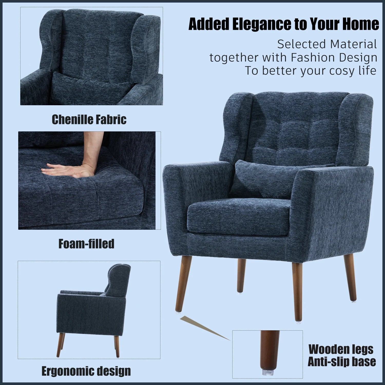 Modern Accent Chair,Chenille Arm Chair Living Room,in USA.