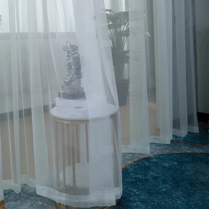 Asazal White Tulle Sheer Bay Window Gauze Curtains IN USA.