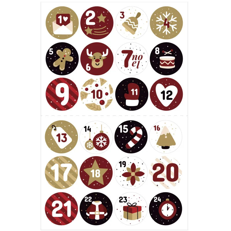 Christmas Countdown Gift Number Stickers Label Advent Calendar Xmas Gi