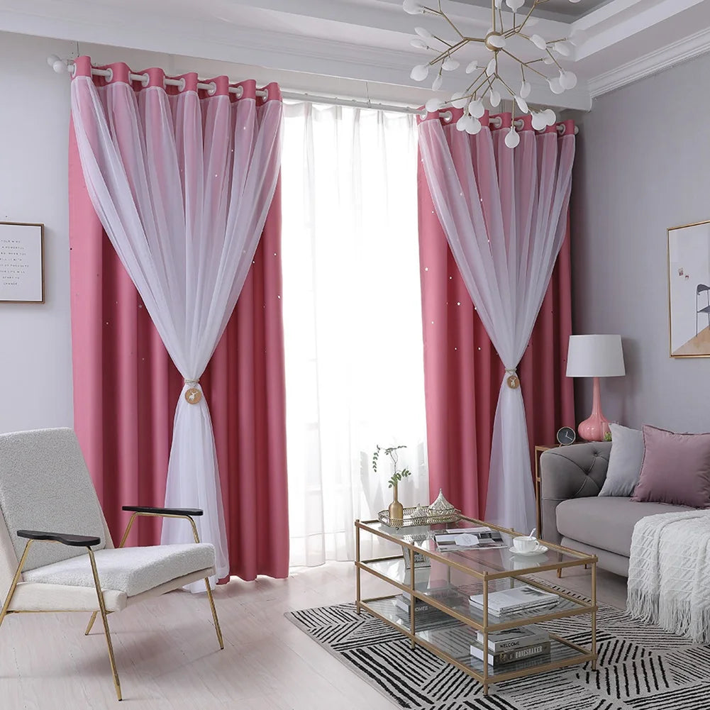 Double Blackout Star Curtains Threaded Bedroom Living Room in USA