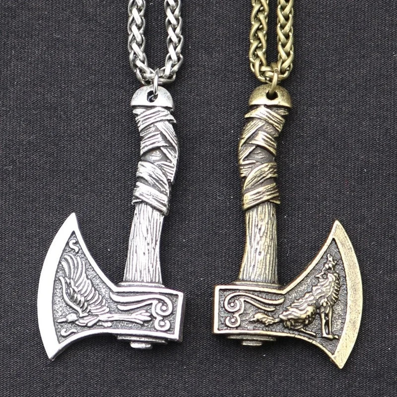 Prairie Wolf Double Sided Viking Tomahawk Pendant Necklace in USA