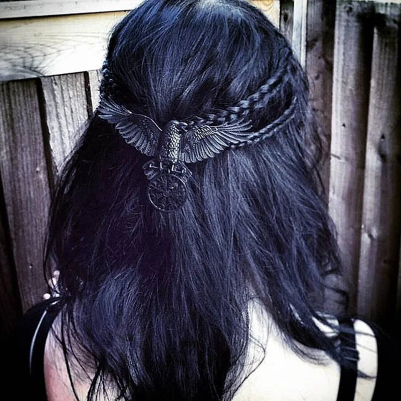 Unique Viking Black Oversized Crow Hair Clip Accessories in USA