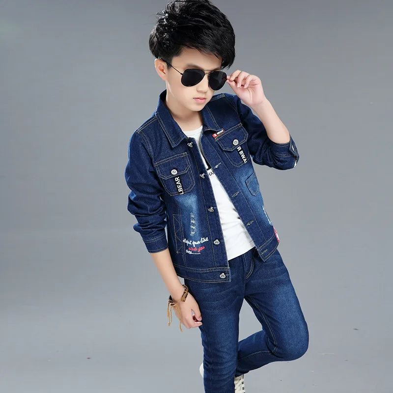 Children's Two Piece Set Kids Clothing Boys Denim Set in USA