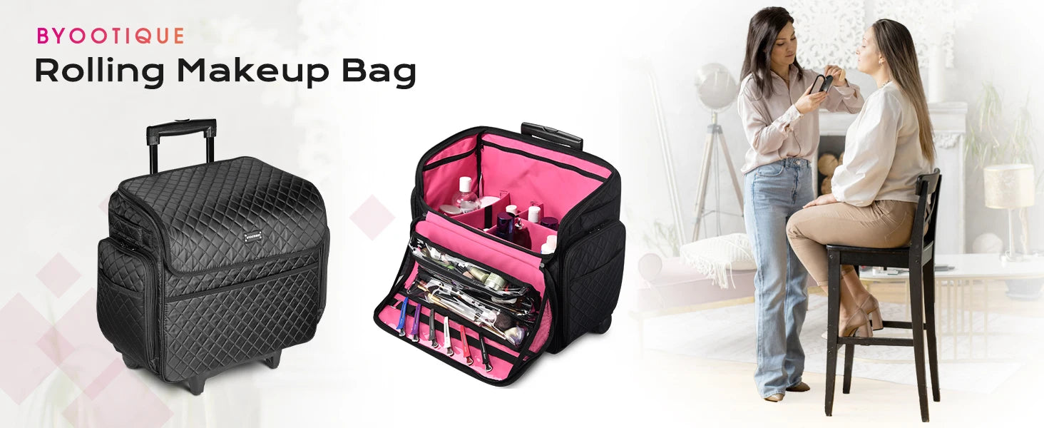 Rolling Makeup Train Case Hairstylist Traveling Bag in USA