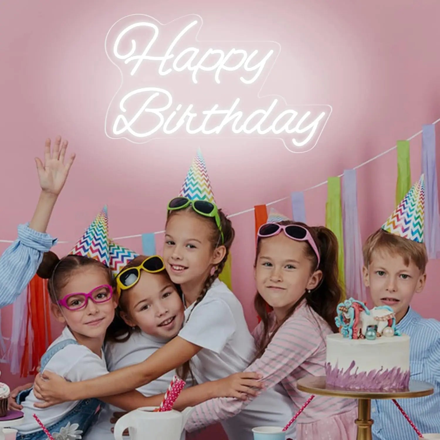 Happy Birthday Neon Sign Reusable LED Light Up Sign IN USA.